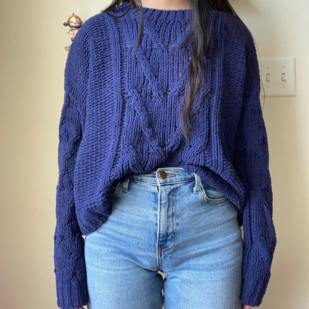 Navy cable knit sweater